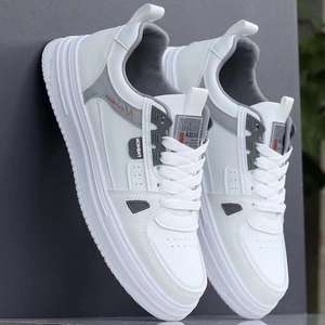 Chaussures de course pour hommes d'été, empeigne en mesh, fermeture à lacets, imperméables, antidérapantes, légères, tendance, baskets décontractées blanches - Product Image 2