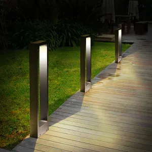 Luz LED cuadrada para jardín y casa al aire libre, impermeable, sensor de movimiento, luz solar para césped