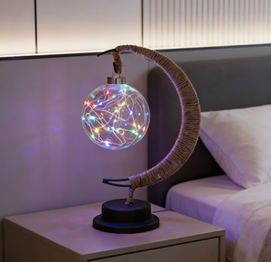 Luci Fatate LED a Forma di Luna con Lampada a Globo Sospeso, Luce Notturna per Tavolo, Camera da Letto, Ufficio, Decorazione Casa - Product Image 1
