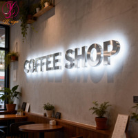 Lettres lumineuses LED 3D personnalisées pour logo de café, en or, rétroéclairées, pour les cafés et les salons de thé, signalétique murale intérieure