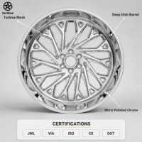 Rines para Camioneta Dw Turbine Pulidos de Perfil Bajo de 20, 22, 24, 26 y 28 Pulgadas, Offset Personalizado, PCD Hecho a Medida, Compatibles con Chevrolet Silverado