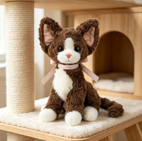 Jouet en peluche chat réaliste, cadeau pour enfants, chat en peluche marron et gris, vente chaude