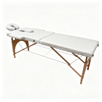 Table de massage portable à 2 sections, pliable, avec pieds en bois, lit de spa avec appui-tête réglable