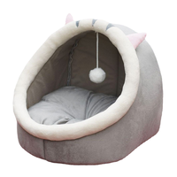 Halbgeschlossenes, atmungsaktives Katzenbett für Wärme – Ganzjährig nutzbares Haustierbett, handwaschbar, Herbst-Winter-Katzenhausmatte
