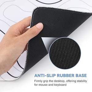 Alfombrilla de Ratón para Juegos Grande, Blanca, con Líneas de Contorno Topográficas Negras, Impermeable, de Goma, con Bordes Cosidos, ODM - Product Image 4