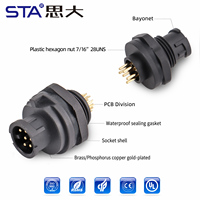 Conector Impermeable LTW Tipo Bayoneta Macho/Hembra para Montaje en Panel Frontal/Trasero, Receptáculo para Soldadura en PCB, 2, 3, 4, 5, 6, 8 Pines