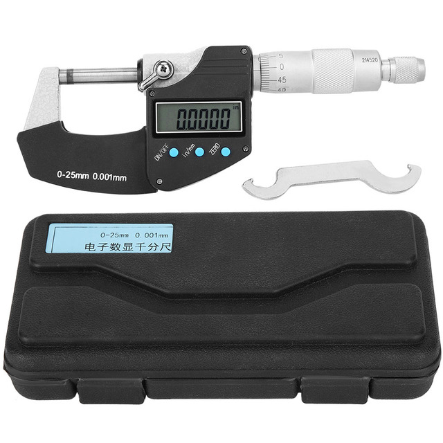 Micrometer Large Screen Digital Metric Imperial 0.001mm Accuracy 0‑25mm Outer Diameter