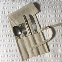 Sac à couverts en coton écologique personnalisé pochettes cuillère sacs de serviettes en lin à rabat pour faveur de mariage