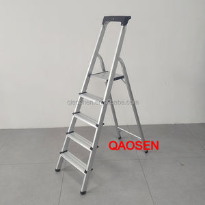 Черная складная алюминиевая лестница-стремянка для склада и дома, 2-8 ступеней, с поручнями, современный дизайн, нагрузка до 150 кг - Product Image 6