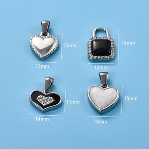 Pendentifs Cœur Mignons en Acier Inoxydable pour Colliers DIY Femme Homme, Breloques Chaîne Couleur Argent, Accessoires Bijoux Métalliques - Product Image 2