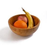 Vente en gros de bols de service en bois de bambou sculpté biologique, ensemble de vaisselle avec logo personnalisé, bol profond pour pâtes, fruits, restauration écologique