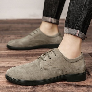 Chaussures habillées Oxford pour hommes en cuir véritable beige, bout rond, à lacets, imperméables, semelle extérieure plate en caoutchouc respirant, pour le bureau et la carrière, automne - Product Image 3