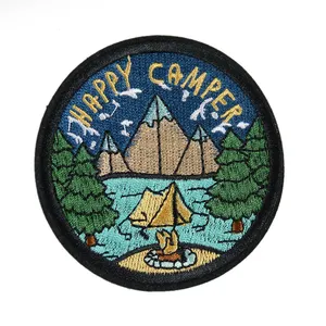 Adventure Travel Letter Patches Round Badges Hiking Camping Applique Embroidery Patches Iron on Patches for Clothing