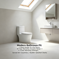 Ensemble WC deux pièces blanc en céramique – Cuvette et cuvette de toilette
