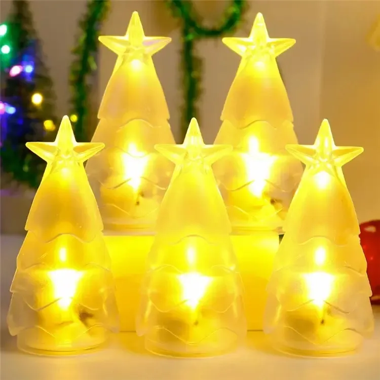 Decoraciones para fiestas Árbol de Navidad con pilas Mini velas Luz nocturna Suministros para fiestas temáticas