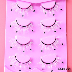 Ciglia Finte in Fibra Sintetica con Perle, Estensioni Ciglia Stile <span class=keywords><strong>Visone</strong></span> Alato, 4 Paia - Product Image 1
