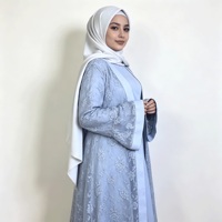 Ensemble Abaya Femme Ample Trois Pièces Superposées Tailles 52-60 Gulf UK 6-18 US 2-14 avec Dentelle Vêtements Musulmans Islamiques Modestes Longueur au Sol