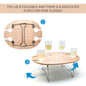 Ensemble de panier de pique-nique en osier vintage pliable de grande capacité, 4 glacières isothermes, table pliante, écologique, ovale - Product Image 6