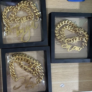 <span class=keywords><strong>Collana</strong></span> Statement UWIN in Acciaio Inossidabile Ipoallergenico con Targhetta Personalizzata 14mm, Catena Cubana <span class=keywords><strong>Spessa</strong></span> Personalizzabile con Iniziali, Placcata <span class=keywords><strong>Oro</strong></span> - Product Image 5