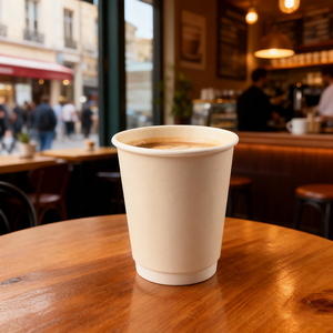Nouveautés : Gobelets en papier compostables écologiques à double paroi, qualité alimentaire, en kraft, pour usage quotidien professionnel. - Product Image 3