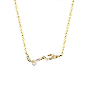 Collana con <span class=keywords><strong>Nome</strong></span> Arabo in Diamanti, Personalizzata in Argento Sterling 925 Placcato Oro con <span class=keywords><strong>Pietre</strong></span> Incastonate - Product Image 1