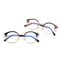 Lunettes anti-lumière bleue rondes pour femmes MS 9238, monture polie avec branches métalliques élégantes et minimalistes, haute qualité