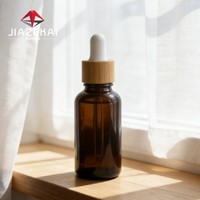Flacon d'huile essentielle de 30 ml avec bouchon en bois, brun foncé, bleu, vert, flacon en verre opaque avec compte-gouttes pour emballage individuel, disponible en stock