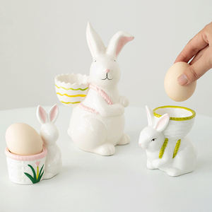 ถ้วยไข่ลายพอร์ซเลนลายกระต่ายตลกที่ใส่ไข่เซรามิกสำหรับไข่ต้มนิ่มการจัดเก็บห้องครัวดีไซน์ใหม่ - Product Image 1