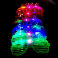 LED 2026 Leuchtbrille Neon Party Sonnenbrille Shutter Shades Blinkend für Erwachsene Kinder Neujahrsgeschenke