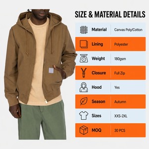 Giacca Bomber Sostenibile in Tela per <span class=keywords><strong>Uomo</strong></span>, con Zip Integrale, Stampa Intrecciata, <span class=keywords><strong>Cappuccio</strong></span>, Abbigliamento Esterno Autunnale, Tinta Unita, Streetwear, Uniforme da Squadra Universitaria - Product Image 6
