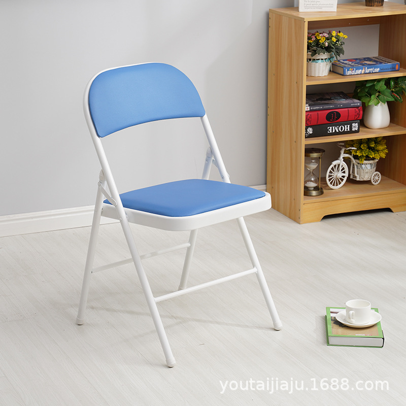 Reinforced steel plate base-double layer sponge-white legs-blue