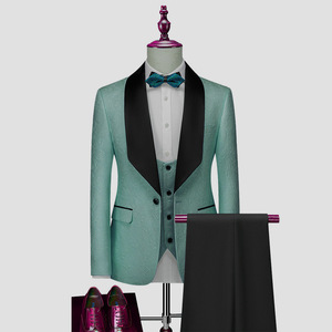 Trajes de Novio Blancos con Jacquard y Cuello de Satén Negro, Esmoquin de 3 Piezas <span class=keywords><strong>para</strong></span> <span class=keywords><strong>Hombre</strong></span> (Chaqueta+Chaleco+Pantalones) - Product Image 4