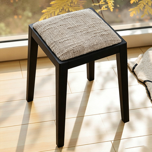 NKOL Modern Wooden <b>Stool</b> With <b>Cushion</b> Seat Stackable Living Room Furniture Minimalist Design For Home Interior Decor - Product Image 5