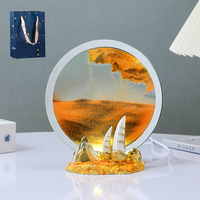 Lampu Malam Rusa Seni Pasir Bergerak dengan Alas Resin untuk Ruang Tamu, Ruang Belajar, Kamar Tidur, Hadiah