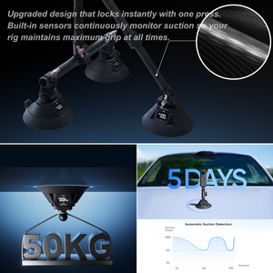 ที่ยึดติดรถยนต์แบบดูดสุญญากาศคู่/สามจุด สำหรับ Insta360 X4 Air X5 X4 X3 ONE X2 RS GO 3 สำหรับอุปกรณ์เสริมกล้องแอคชั่น GoPro Hero - Product Image 5