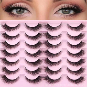 Faux cils 14 paires de cils wispy cat eye cils vison 8D volume moelleux doux faux cils pack pour auto-application à la maison - Product Image 2