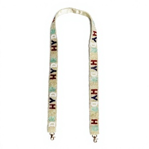 Sangle perlée tendance avec motif HYDR, ruban coloré, quincaillerie dorée - Product Image 1