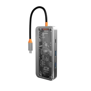 8 in 1 USB C 어댑터 올인원 기가비트 이더넷 RJ45 lan 4k 8k Hdtv Pd VGA Otg 콤보 데이터 전송 유형 C 31 USB 30 허브 7