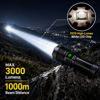 Lampe torche rechargeable, portée de 1000 m, batterie 5000 mAh, lampe torche portable pour la pêche de nuit, la spéléologie, le camping, lampe torche LED tactique