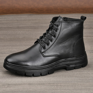 Botas Martin para Hombre, Tobilleras, de Cuero Genuino, Punta Redonda, con Cordones, Suela de Goma, Forro de Piel, Aislantes para Invierno, Uso Casual - Product Image 2
