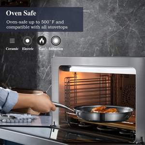 Sartén antiadherente híbrida de acero inoxidable Triply 304, sartén de inducción para cocinar bistec de panal, sartén plana Sartenes Frigideira - Product Image 4