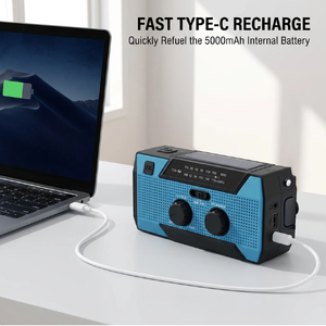 <span class=keywords><strong>Radio</strong></span> solaire de survie étanche IPX3 5000 mAh avec logo personnalisé, manivelle et station météo d'urgence pour les vendeurs <span class=keywords><strong>en</strong></span> <span class=keywords><strong>ligne</strong></span> - Product Image 3