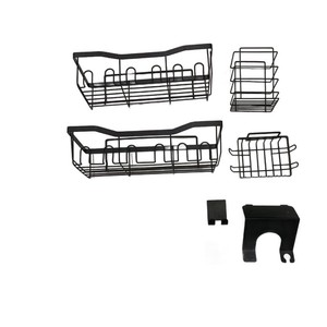 Support de douche multifonctionnel en fer noir facile à installer pour salle de bain sans perçage Montage mural Style moderne Design d'angle - Product Image 3