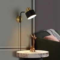 Lampe de lecture LED de luxe nordique en fer, bras articulé rotatif, montage en surface, interrupteur à prise, sans câblage requis, pour chambre à coucher, bureau, chevet