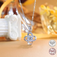 Collier pendentif fleur en moissanite couleur D VVS 6 mm, testeur de diamant, argent sterling 925, pour femme, bijoux fins