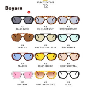 Boyarn Factory, venta al por mayor, gafas de personalidad Retro de <span class=keywords><strong>San</strong></span> Valentín, gafas de puente doble, gafas de sol clásicas con montura grande - Product Image 3