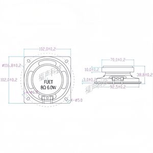 Haut-parleur IP67 102MM carré étanche 8 Ohm 6W <span class=keywords><strong>aimant</strong></span> externe 96.2dB avec trous de vis pour haut-parleur d'équipement industriel extérieur - Product Image 4