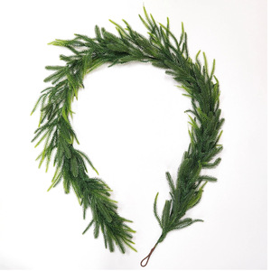 Artificial Pine Needle Christmas <b>Wreath</b> With Red Bow Decoration For Holiday Doorway Decor 24 In - Product Image 5