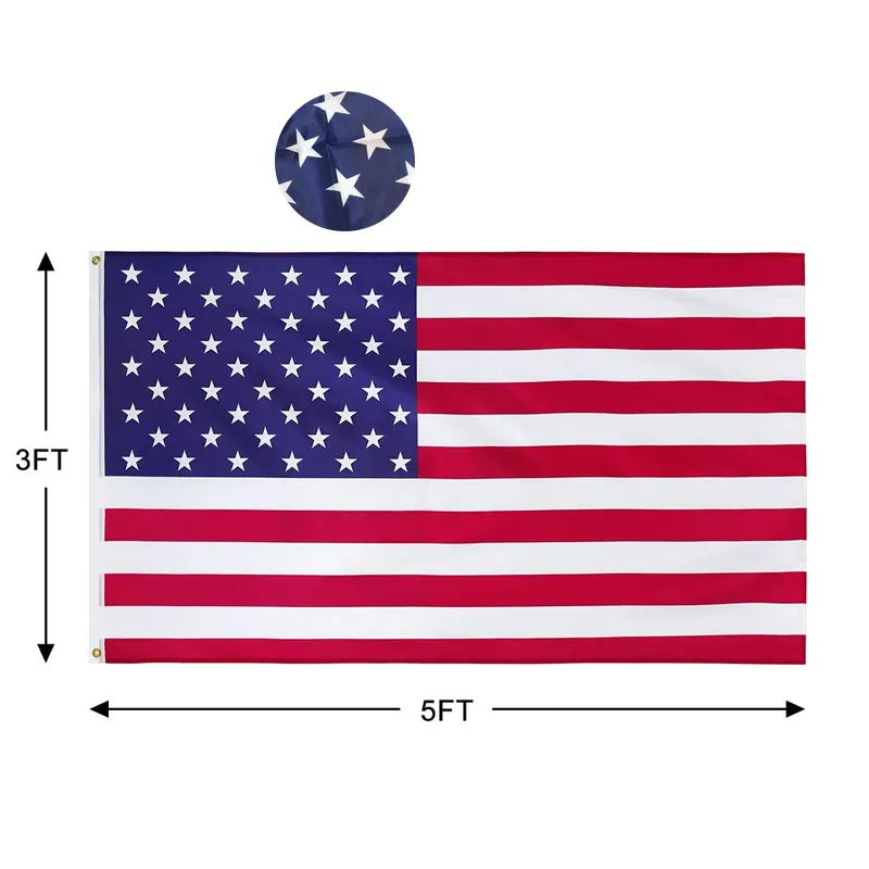 Tamanho personalizado Estados Unidos National Country Bandera Outdoor eua Flag 3x5ft Bandeiras americanas para várias atividades