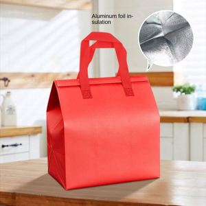 Non-woven Leather Takeaway Bag Insulated Bag Thermal Insulated Bag Aluminum Foil Lined Bag Zipper Closure Cooler Bag - Product Image 3